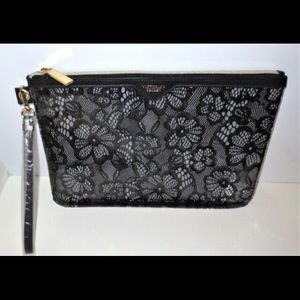 Victoria’s Secret Black Floral Lace Cosmetic Bag - Large